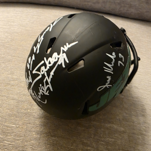 📣HP📣"Sack Exchange" NY Jets Signed Mini Football Helmet - Picture 3 of 6